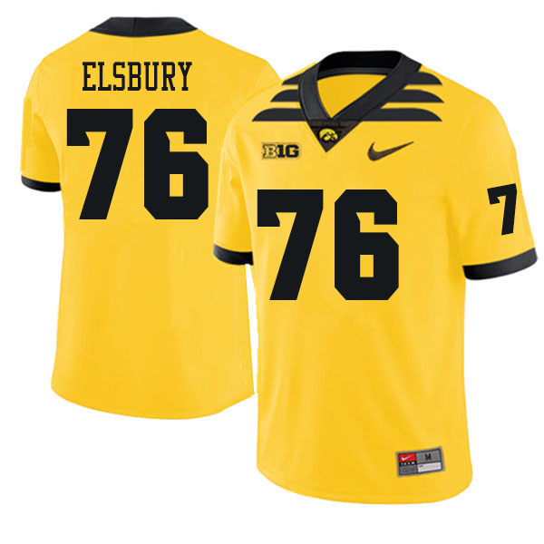 Men #76 Tyler Elsbury Iowa Hawkeyes College Football Jerseys Sale-Gold
